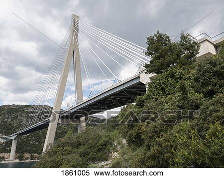 Towering Franjo Tudjman bridge, Dubrovnik, Croatia View Large Photo Image Stock Photography - Towering Franjo Tudjman bridge, Dubrovnik, Croatia. Fotosearch