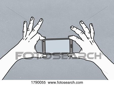 Stock Photography - Two hands holding a smart phone. Fotosearch