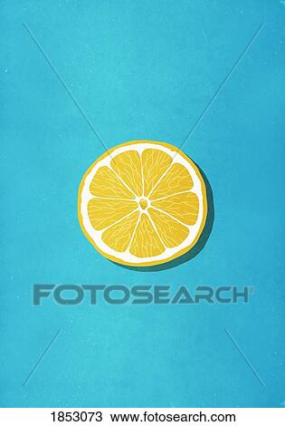 Vibrant yellow lemon slice on blue background View Large Photo Image Stock Image - Vibrant yellow lemon slice on blue background. Fotosearch