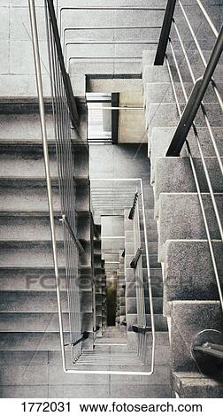 Stock Image - View from above concrete stairs. Fotosearch