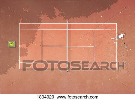 View from above defeated man laying on clay tennis court surrounded by tennis balls View Large Photo Image Stock Image - View from above defeated man laying on clay tennis court surrounded by tennis balls. Fotosearch