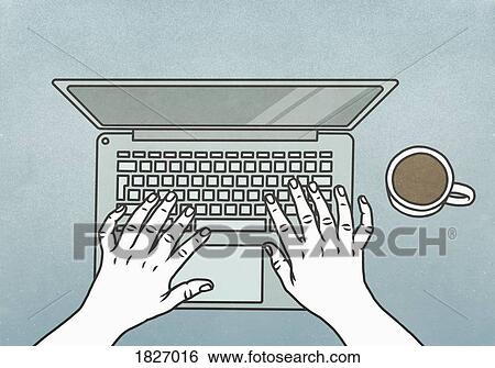 View from above hands typing at laptop View Large Photo Image Stock Photograph - View from above hands typing at laptop. Fotosearch