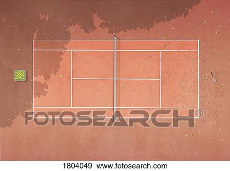 View from above tennis balls on clay tennis court View Large Photo Image Stock Photo - View from above tennis balls on clay tennis court. Fotosearch
