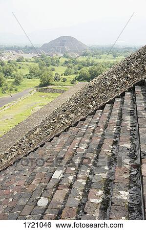 Stock Photograph - View from steps of Moon Pyramid, Teotihuacan, Mexico. Fotosearch
