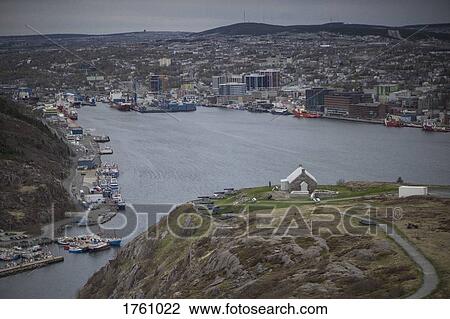 Stock Image - View of bay and harbor, St. Johns, Newfoundland, Canada. Fotosearch