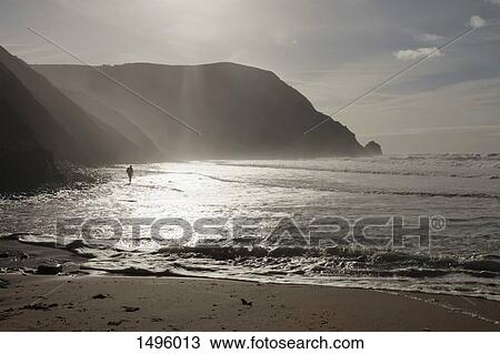 Stock Image - View of beach and cliffs, Castelejo, Portugal. Fotosearch