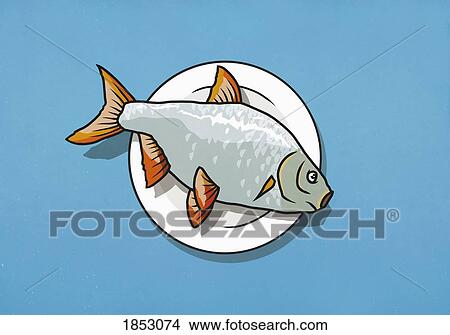 Whole dead fish on dinner plate View Large Photo Image Picture - Whole dead fish on dinner plate. Fotosearch