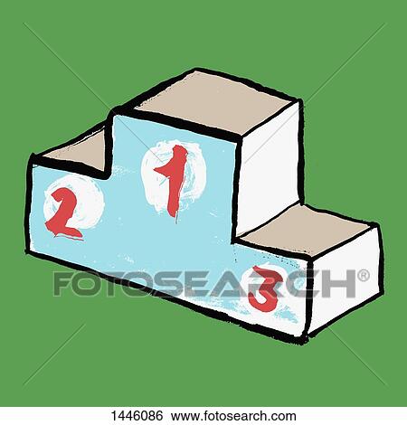Stock Illustration - Winners podium against green background. Fotosearch