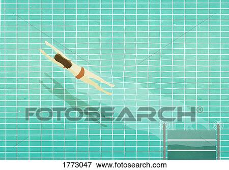 Woman in bikini diving into swimming pool View Large Photo Image Stock Photo - Woman in bikini diving into swimming pool. Fotosearch