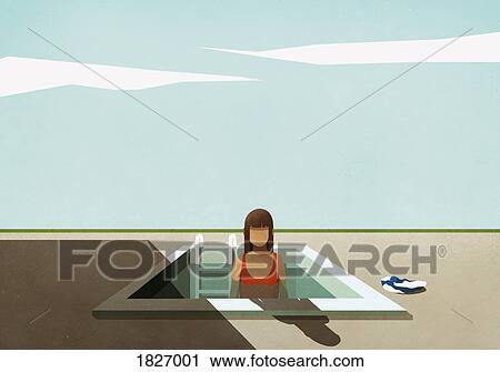 Woman standing in small swimming pool View Large Photo Image Stock Image - Woman standing in small swimming pool. Fotosearch