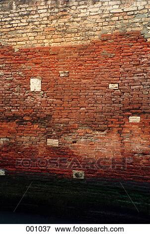 the discolored side of a brick building View Large Photo Image Stock Photo - the discolored side of a brick building. Fotosearch