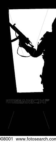 silhouette of a person with a machine gun View Large Photo Image Stock Image - silhouette of a person with a machine gun. Fotosearch