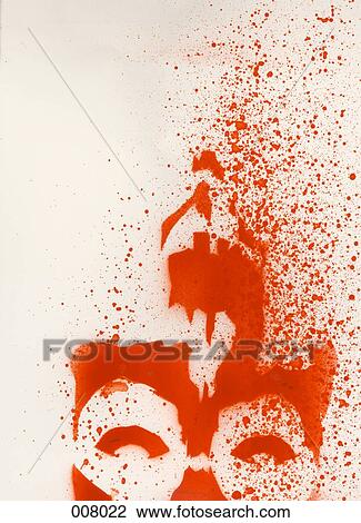 Stock Image - stenciled, red painting spraypainted on a wall. Fotosearch