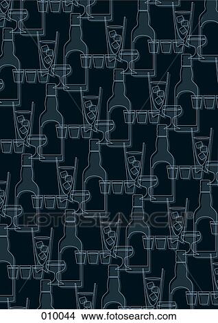 illustrated pattern featuring bottles and cocktails glasses View Large Photo Image Picture - illustrated pattern featuring bottles and cocktails glasses. Fotosearch