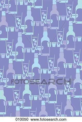 illustrated pattern featuring bottles, cocktail glasses View Large Photo Image Stock Image - illustrated pattern featuring bottles, cocktail glasses. Fotosearch