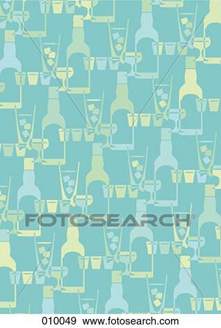 illustrated pattern featuring bottles, cocktail glasses View Large Photo Image Stock Photo - illustrated pattern featuring bottles, cocktail glasses. Fotosearch