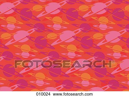 Picture - illustrated pattern featuring planets. Fotosearch