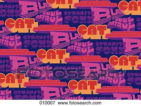 Stock Photo - illustrated pattern featuring retro sayings. Fotosearch