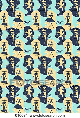 illustrated pattern featuring women View Large Photo Image Picture - illustrated pattern featuring women. Fotosearch
