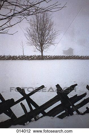 snowy landscape and wooden fence View Large Photo Image Stock Image - snowy landscape and wooden fence. Fotosearch