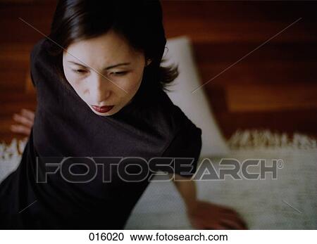 woman leaning back on white rug View Large Photo Image Stock Image - woman leaning back on white rug. Fotosearch