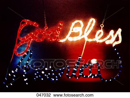 Neon "God Bless America" sign View Large Photo Image Stock Image - Neon "God Bless America" sign. Fotosearch