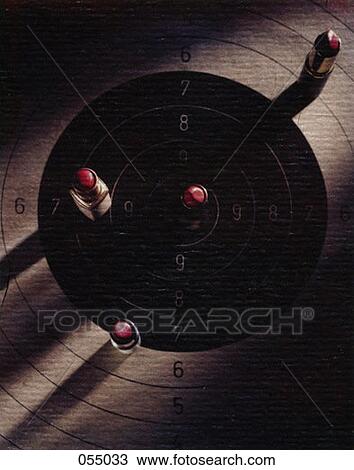 Stock Image - Lipstick on a dartboard. Fotosearch