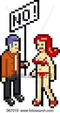 A man holding a sign up to a woman in a bikini View Large Illustration Stock Illustration - A man holding a sign up to a woman in a bikini. Fotosearch