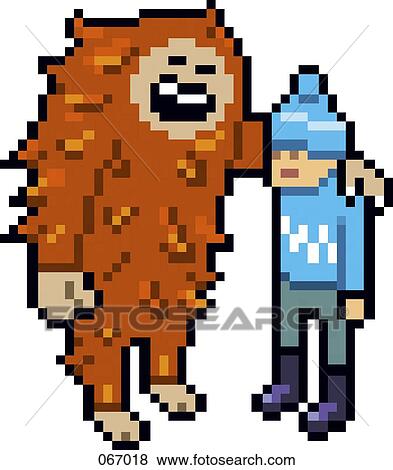 A monster standing with its arms around a man View Large Illustration Stock Illustration - A monster standing with its arms around a man. Fotosearch