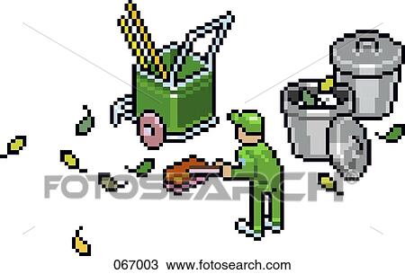 Drawing - A person sweeping leaves. Fotosearch