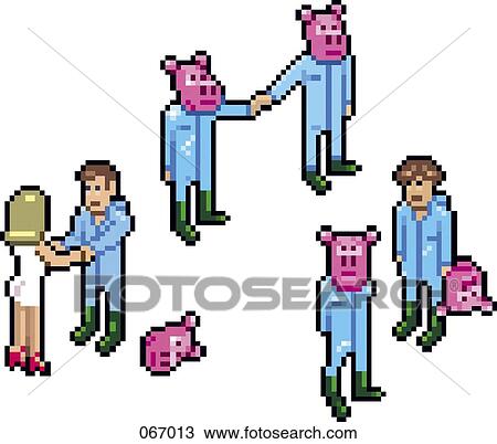 A small group of people in costume View Large Illustration Drawing - A small group of people in costume. Fotosearch