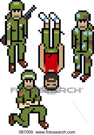 Three soldiers with a detainee View Large Illustration Stock Illustration - Three soldiers with a detainee. Fotosearch