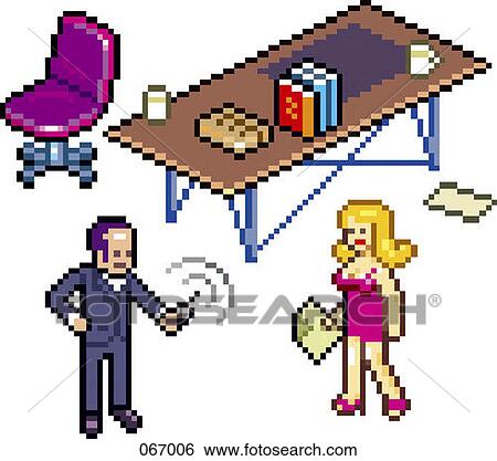 Two people in an office View Large Illustration Stock Illustration - Two people in an office. Fotosearch