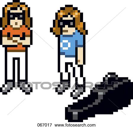 Stock Illustration - Two people standing next to a guitar. Fotosearch