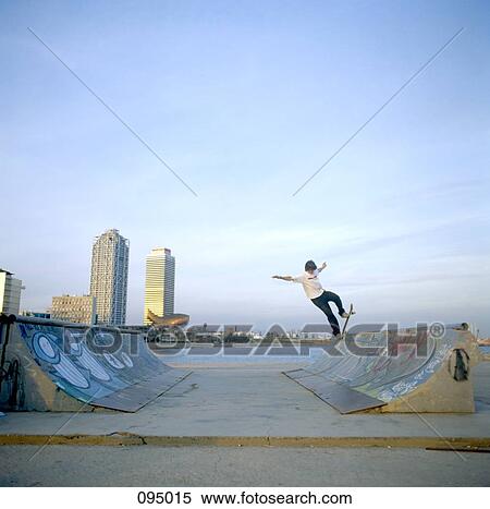 Man balancing skateboard on ramp View Large Photo Image Stock Photography - Man balancing skateboard on ramp . Fotosearch
