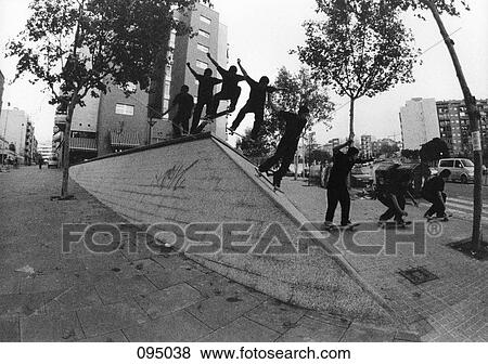 Man jumping down ramped walkway View Large Photo Image Stock Photo - Man jumping down ramped walkway. Fotosearch