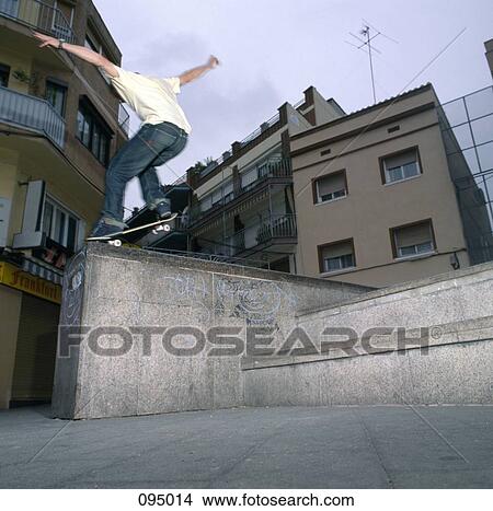 Man jumping over steps on skateboard View Large Photo Image Picture - Man jumping over steps on skateboard. Fotosearch
