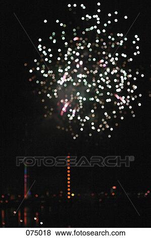 Stock Photo - Fireworks over Duesseldorf, Germany. Fotosearch