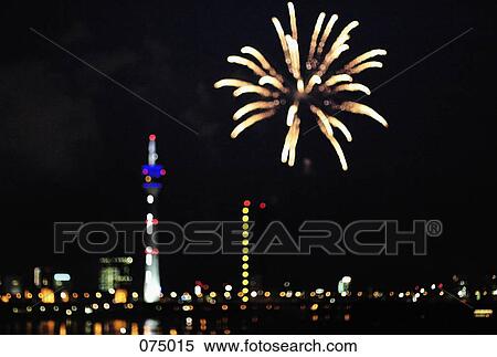 Stock Photography - Fireworks over Duesseldorf, Germany. Fotosearch