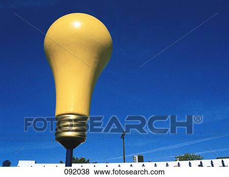 Yellow light bulb sculpture View Large Photo Image Stock Photo - Yellow light bulb sculpture. Fotosearch