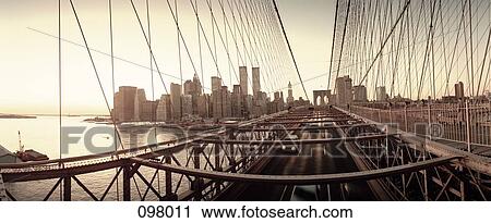 Stock Image - Brooklyn Bridge and Manhattan skyline, USA. Fotosearch