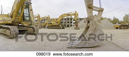 Stock Photo - Bulldozers on construction site. Fotosearch