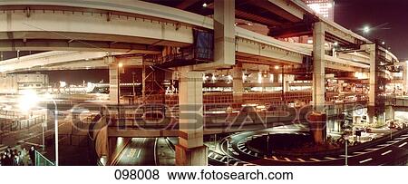 Stock Photo - Highways at night, Yokohama, Japan. Fotosearch