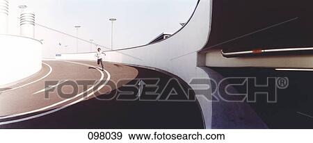 Man running on empty highway View Large Photo Image Stock Photo - Man running on empty highway. Fotosearch