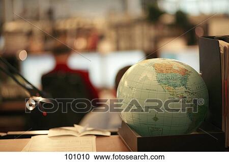 Stock Image - Close-up of desktop globe. Fotosearch