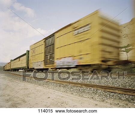 Stock Photography - Freight train in motion. Fotosearch
