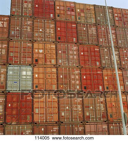 Stacked cargo containers View Large Photo Image Stock Photography - Stacked cargo containers. Fotosearch