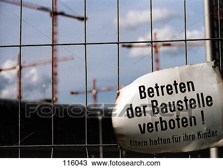 No trespassing sign at construction site, Germany View Large Photo Image Stock Image - No trespassing sign at construction site, Germany. Fotosearch