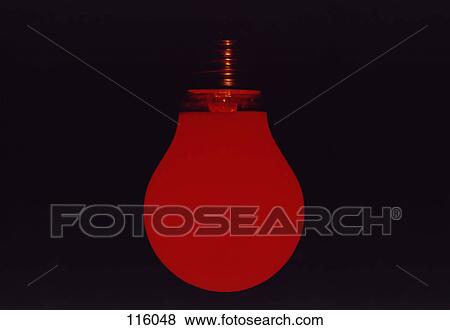 Stock Photo - Red light bulb. Fotosearch