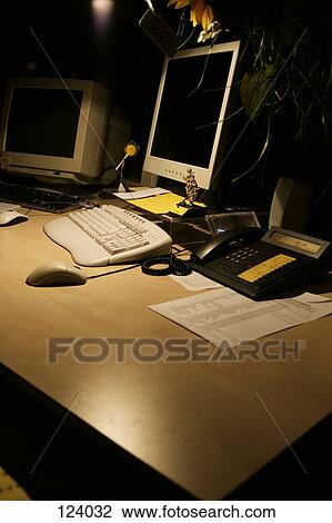 Office desk View Large Photo Image Stock Image - Office desk. Fotosearch